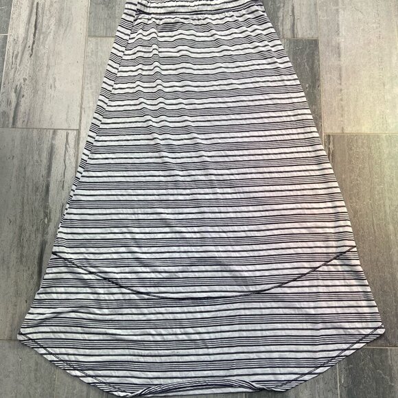 Michael Stars Lightweight Hi Low Striped Midi Skirt Black White Size Medium - Picture 3 of 7